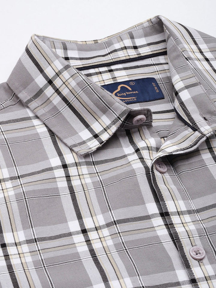 Being Human Pure Cotton Checked Casual Shirt
