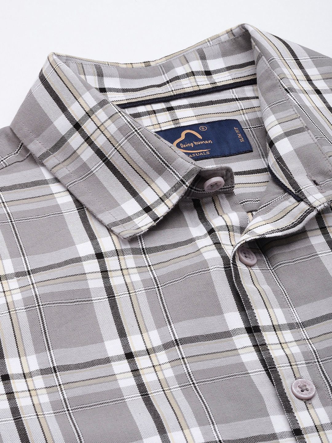 Being Human Pure Cotton Checked Casual Shirt