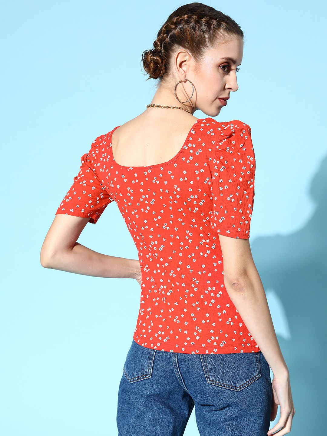 Berrylush Women Deep Red Floral Vacay Attire
