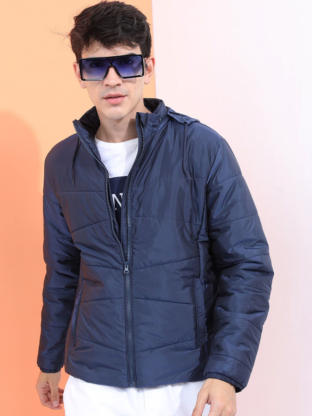 HIGHLANDER Men Navy Blue Padded Jacket