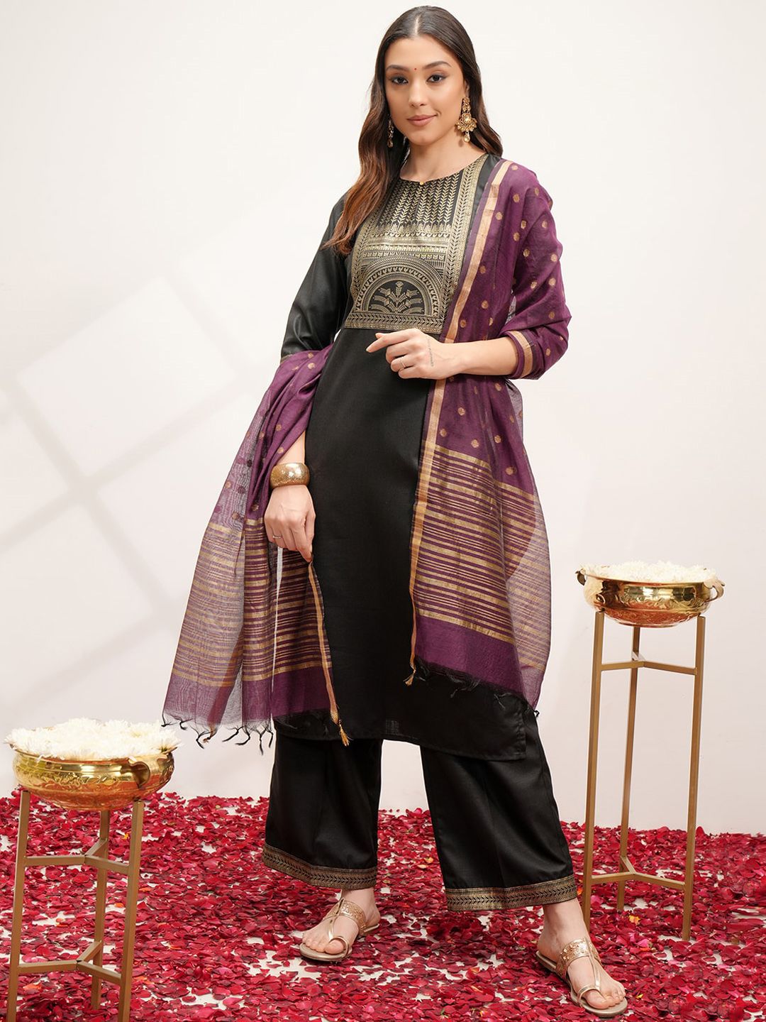 Vishudh Printed Regular Kurta with Palazzos & With Dupatta