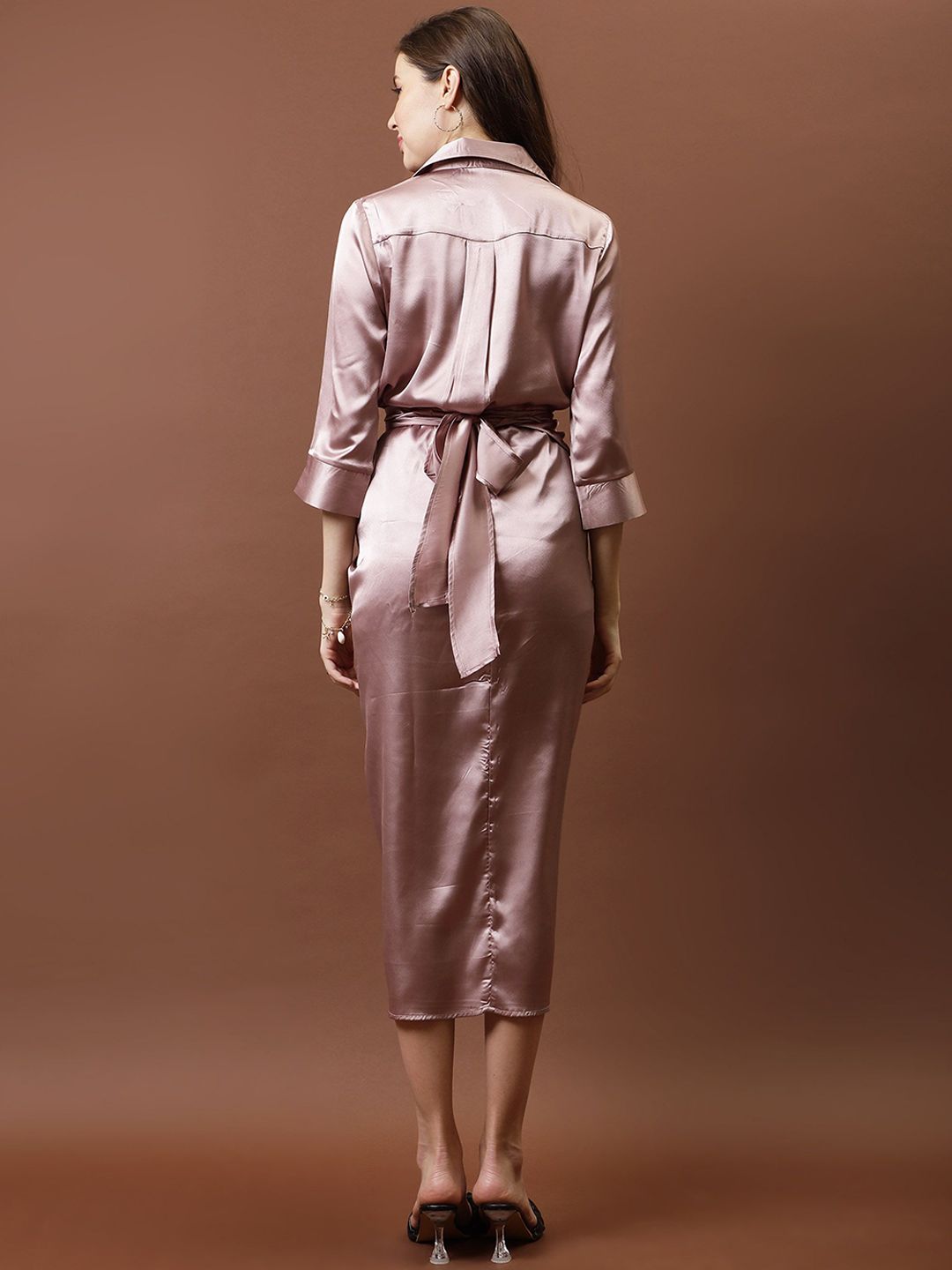 Athena Satin Shirt With Knotting Skirt