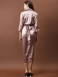 Athena Satin Shirt With Knotting Skirt