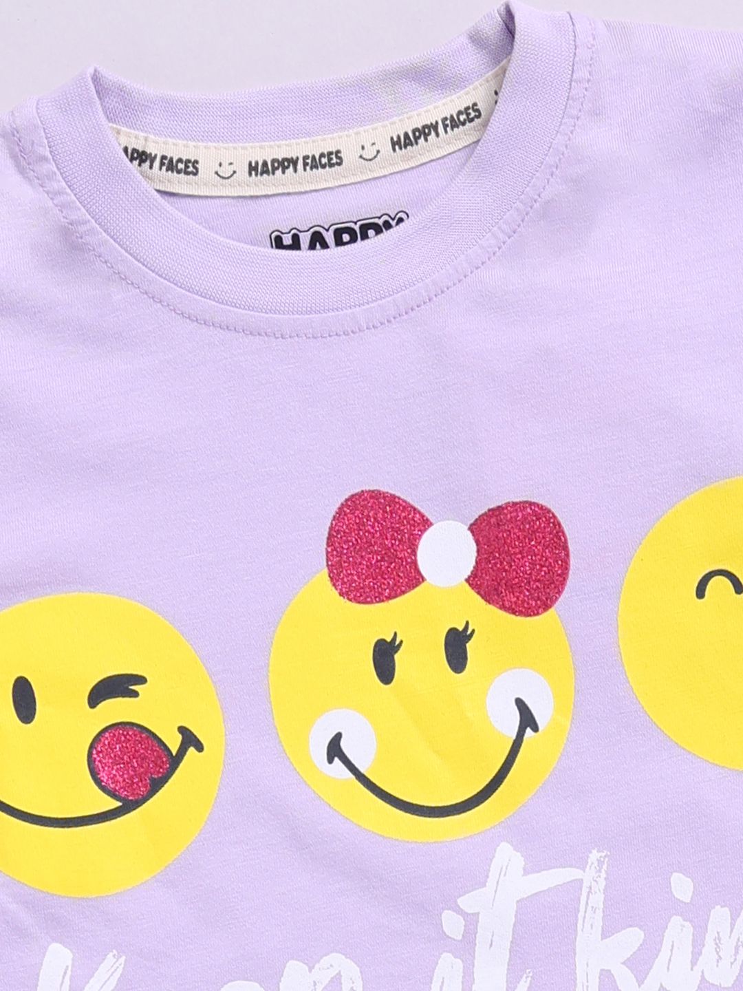 Happy Faces Girls Conversational Print Pure Cotton Clothing Set