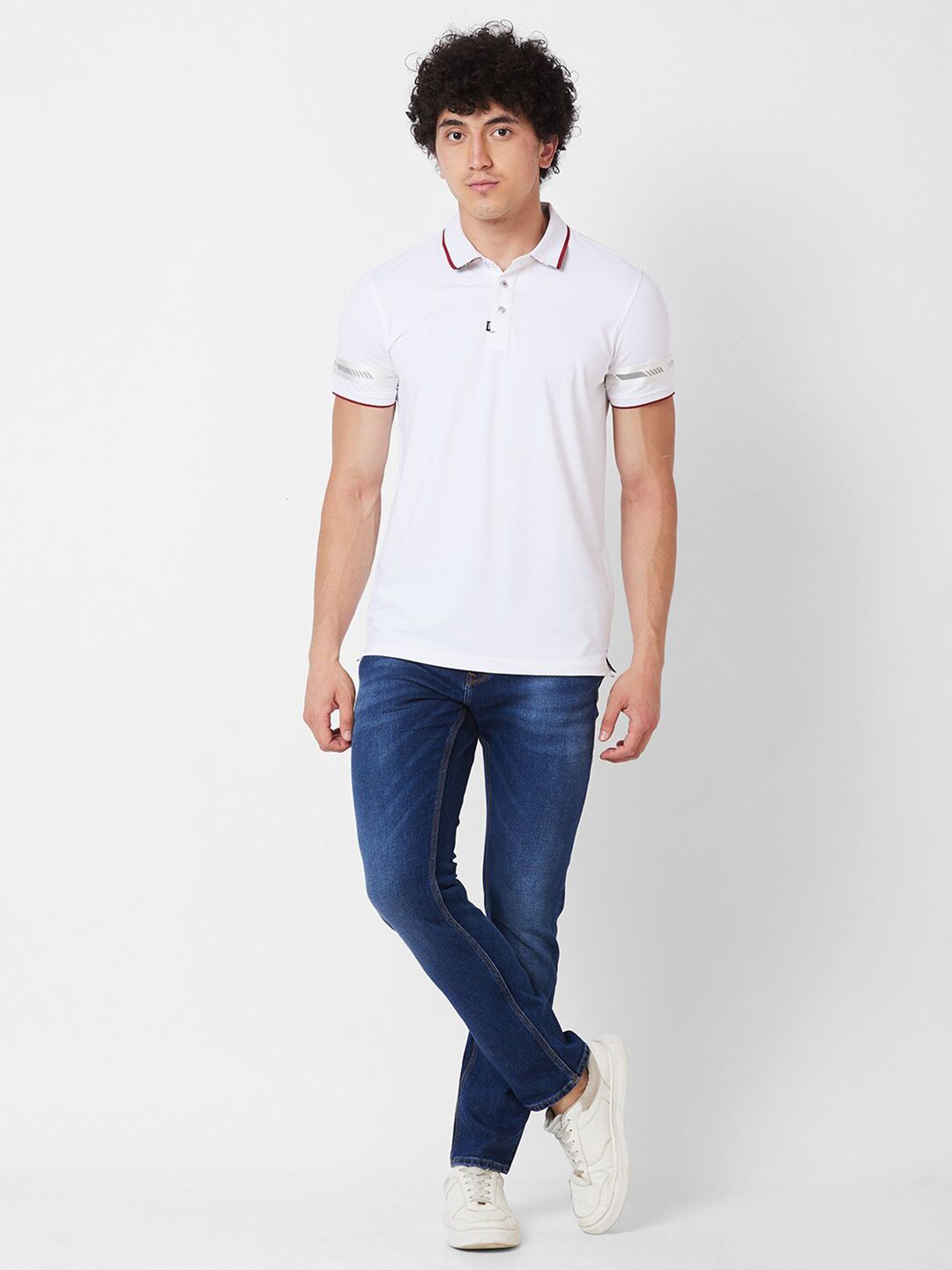 SPYKAR Polo Collar Short Sleeves Cotton Slim Fit T-shirt