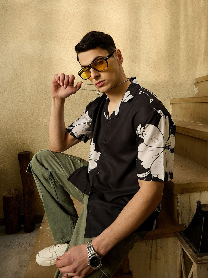 DENNISON Men Floral Printed Drop Shoulder Oversized Shirt