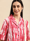 Anouk Pink Tie and Dye Print Roll-Up Sleeves Top
