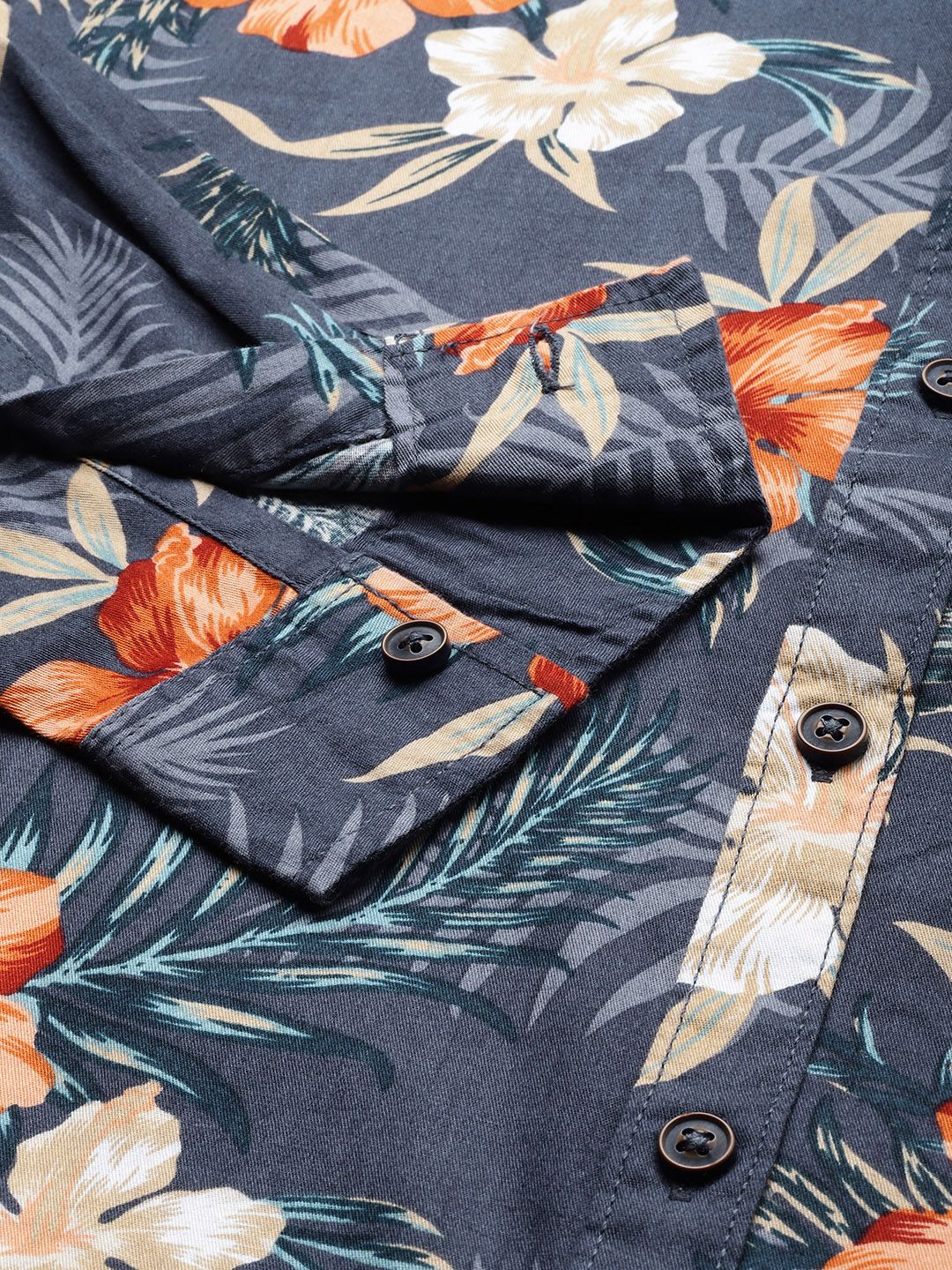 The Indian Garage Co Men Blue Cotton Classic Printed Casual Shirt
