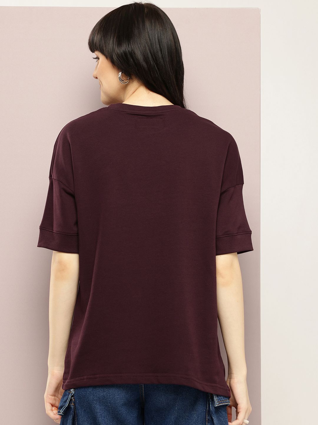 DILLINGER Women Oversized Drop Shoulder Ultra Soft Drapey Cotton Crew Neck T-Shirt