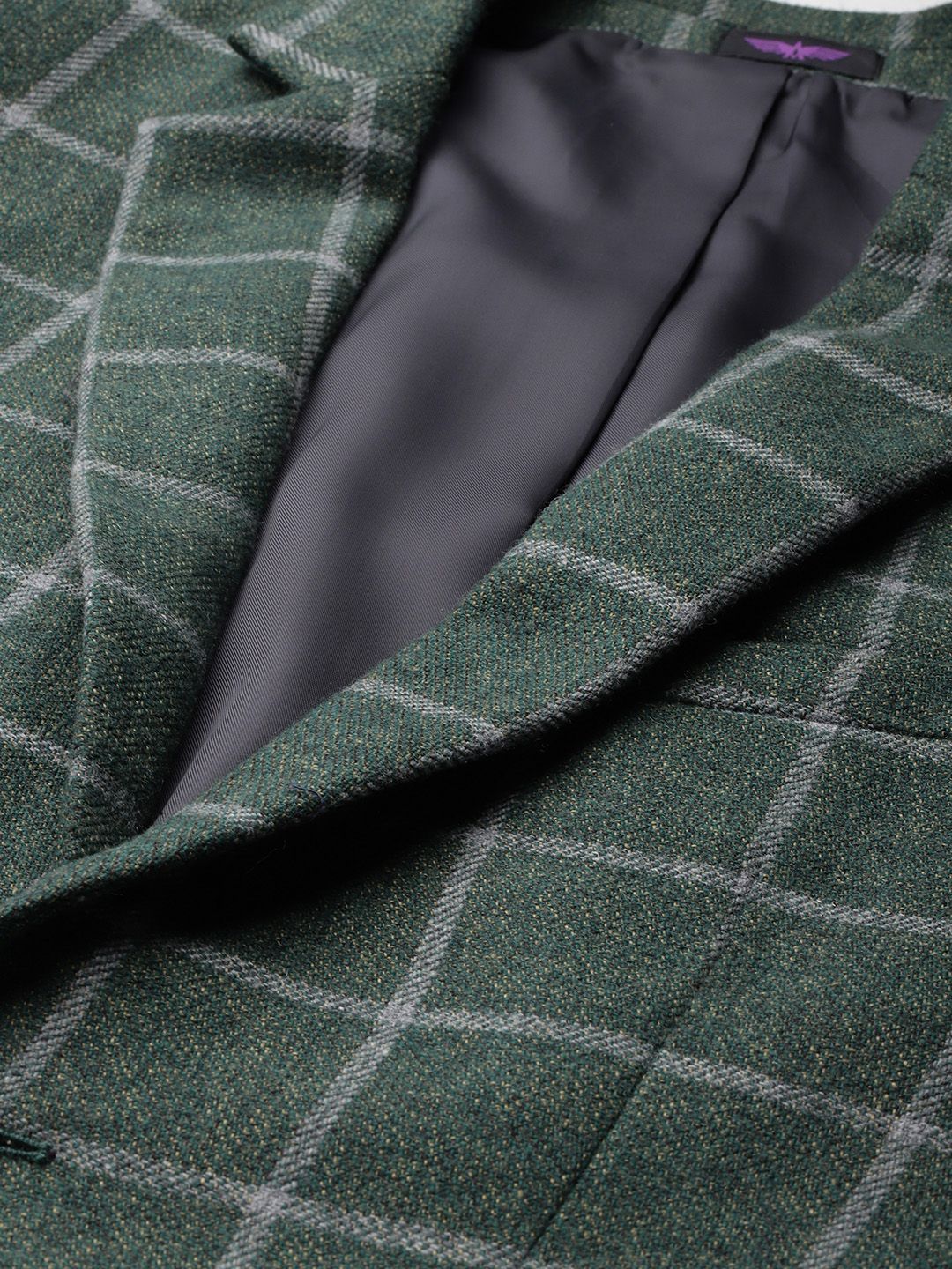 Park Avenue Checked Single-Breasted Slim Fit Formal Blazer