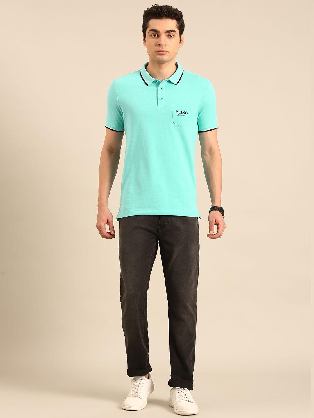 Being Human Polo Collar Pure Cotton T-shirt with Pocket