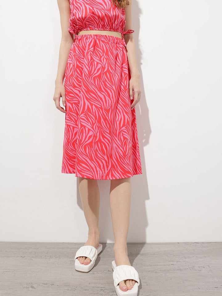 DressBerry The Flowy Flair Printed A-Line Skirt