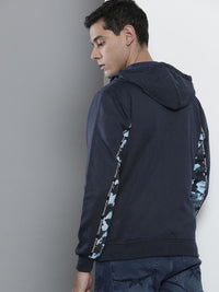 The Indian Garage Co Men Navy Blue Printed Hooded Sweatshirt