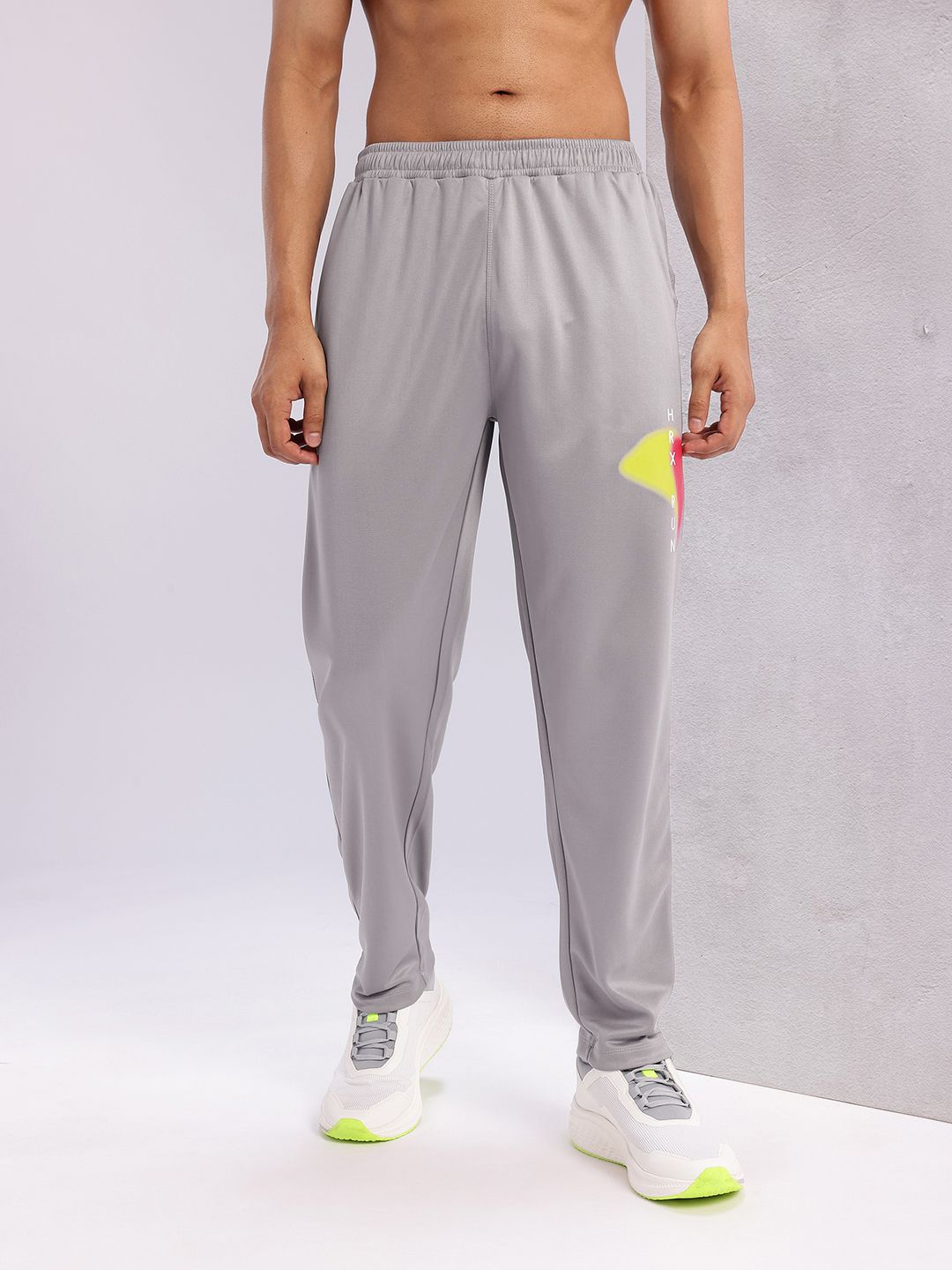 HRX by Hrithik Roshan Men Mid-Rise Rapid-Dry Brand Logo Print Running Track Pants