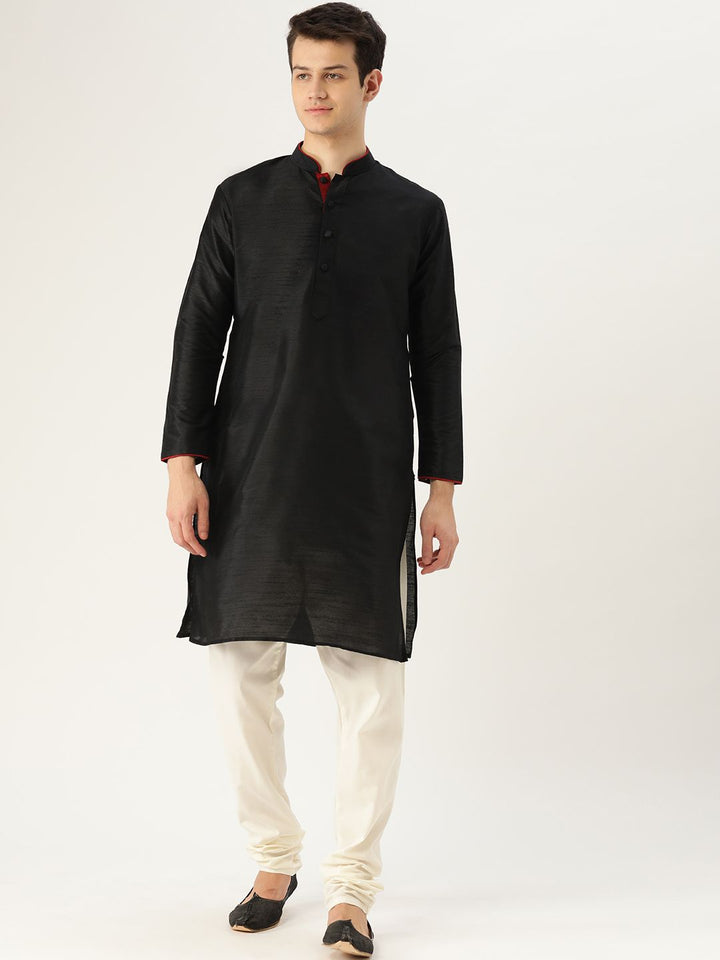 SOJANYA Lelaki Hitam Solid Kurta Lurus