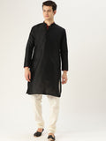 SOJANYA Lelaki Hitam Solid Kurta Lurus