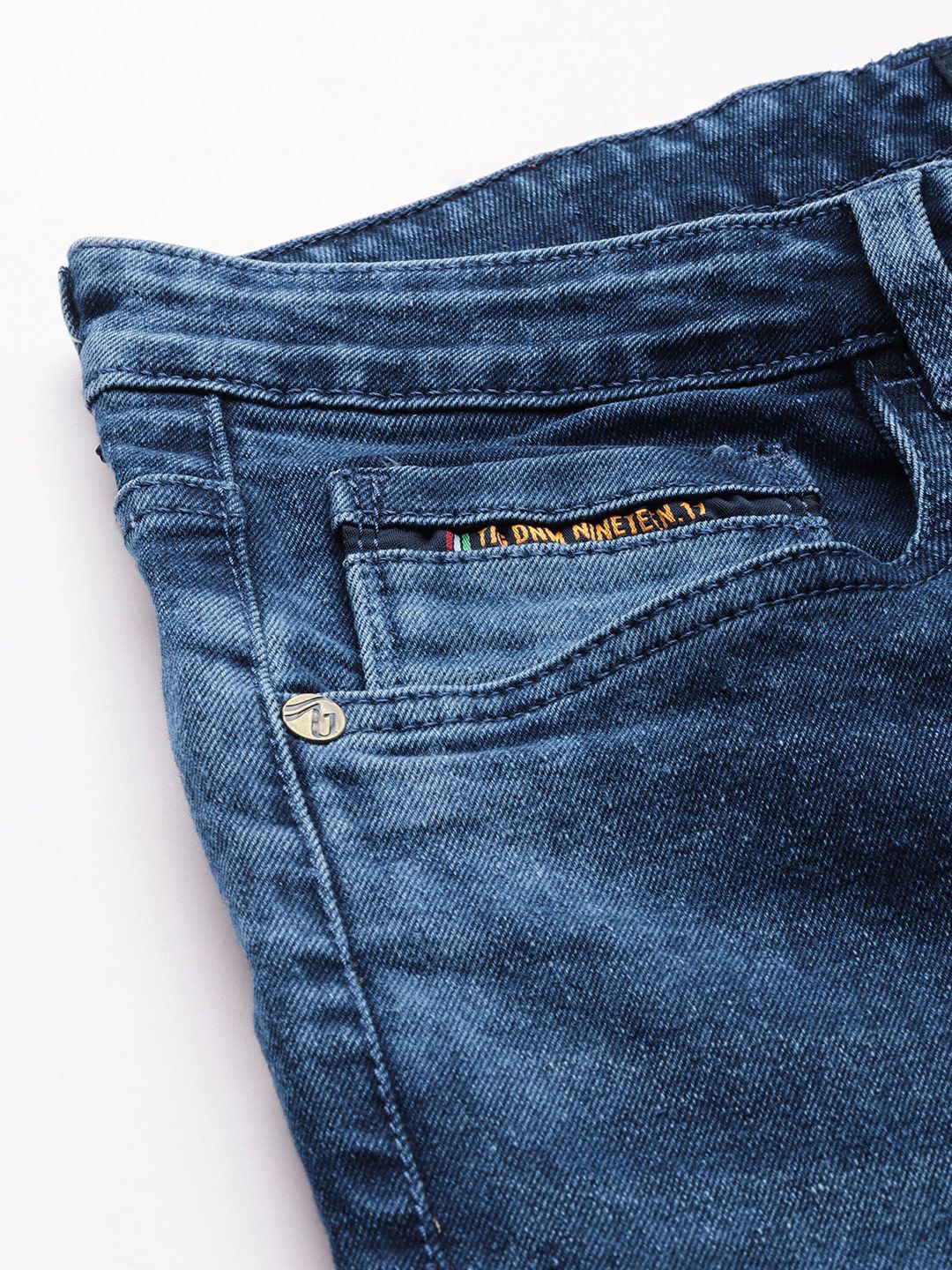 The Indian Garage Co Men Navy Blue Slim Straight Fit Light Fade Stretchable Jeans