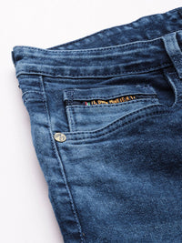 The Indian Garage Co Men Navy Blue Slim Straight Fit Light Fade Stretchable Jeans