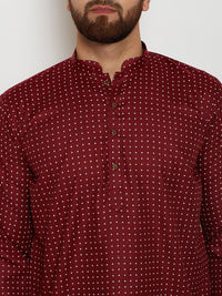 SOJANYA Men Maroon Printed Kurta Lurus