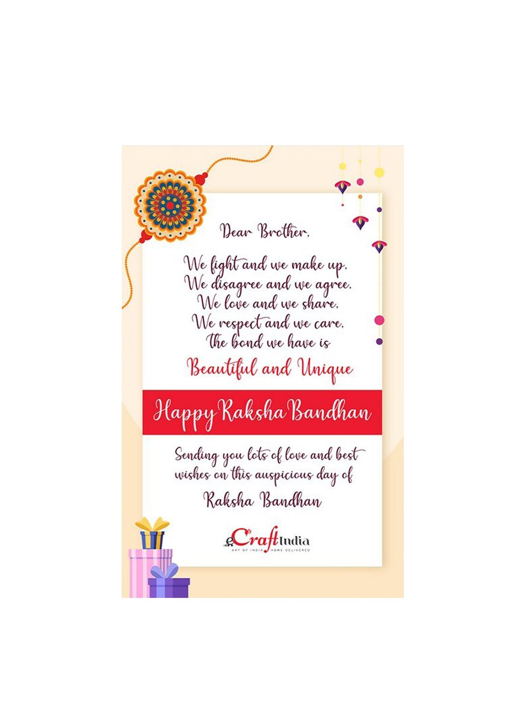 Set Hadiah Rakhi Berwarna Emas &amp; Merah eCraftIndia