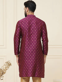 SOJANYA Lelaki Tenunan Design Jacquard Straight Kurta