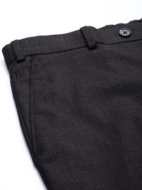 Raymond Men Black Checked Slim Fit Formal Trousers