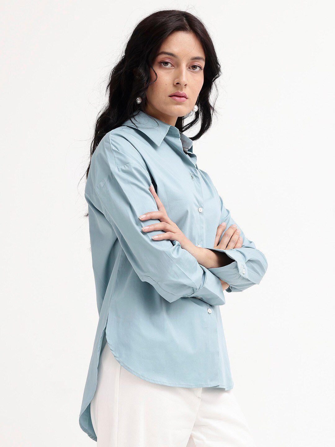 RAREISM Comfort Spread Collar Boxy Opaque Cotton Formal Shirt