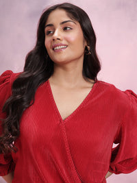 DressBerry Plus Size Solid Accordion Pleats Co-Ords