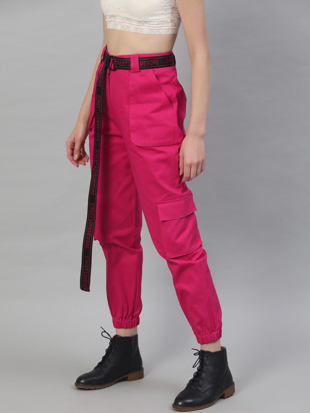 STREET 9 Women Fuchsia Pure Cotton Joggers
