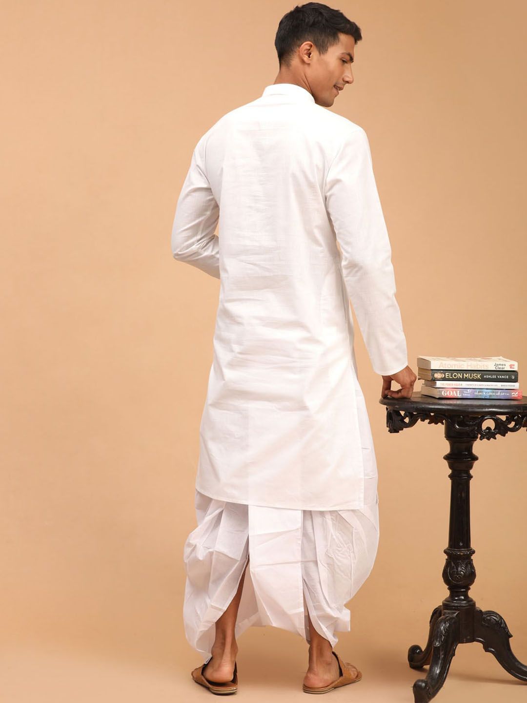VASTRAMAY Mandarin Collar Regular Kurta with Dhoti Pants