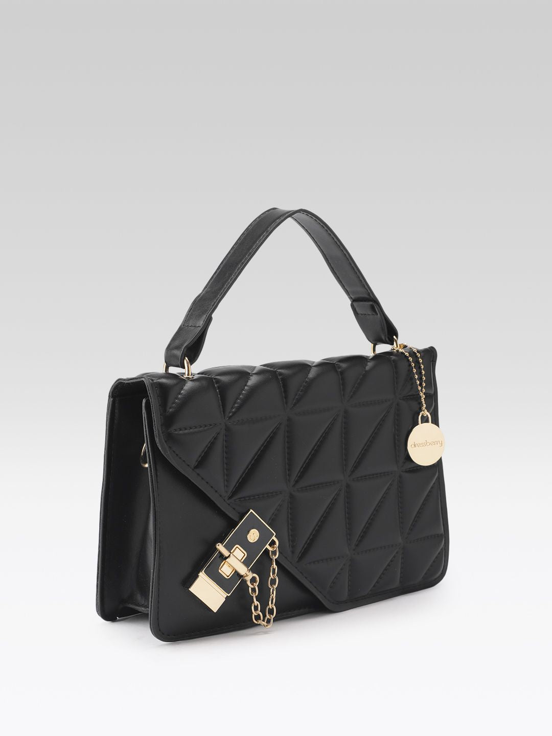 DressBerry Quilted Structured Satchel Bag
