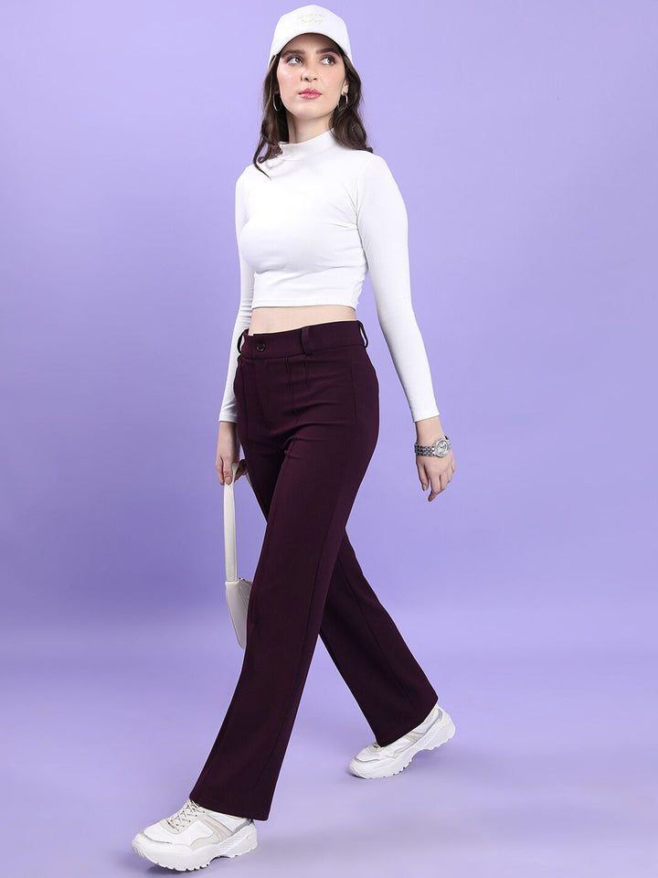 CHIC BY TOKYO TALKIES Women Straight Fit High-Rise Parallel Trousers