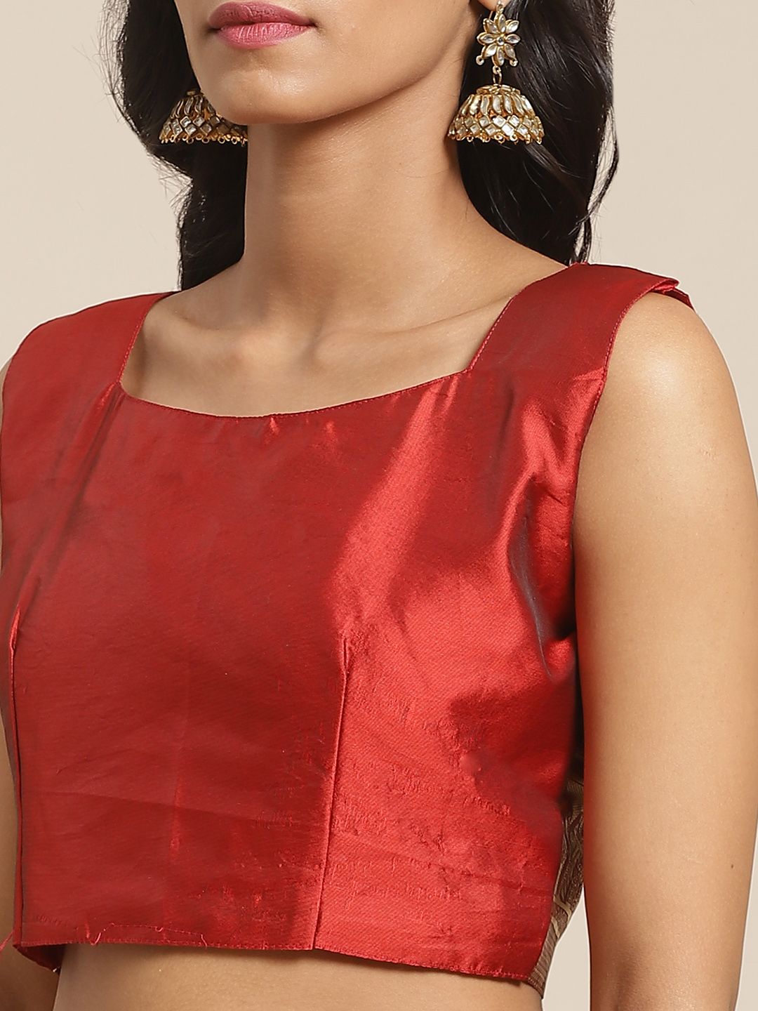 Saree mall Red & Gold-Toned Woven Design Banarasi Saree