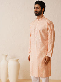 SOJANYA LUXE Kolar Mandarin Sulam Lengan Panjang Kurta Lurus