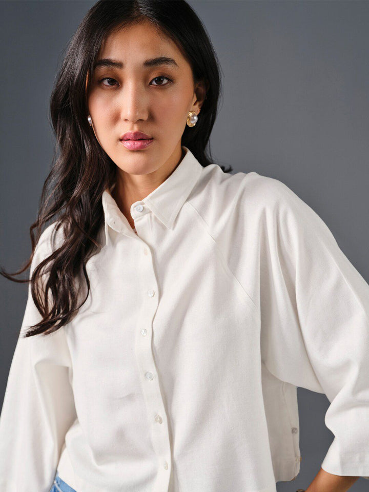 AND Flared Sleeve Shirt Style Top