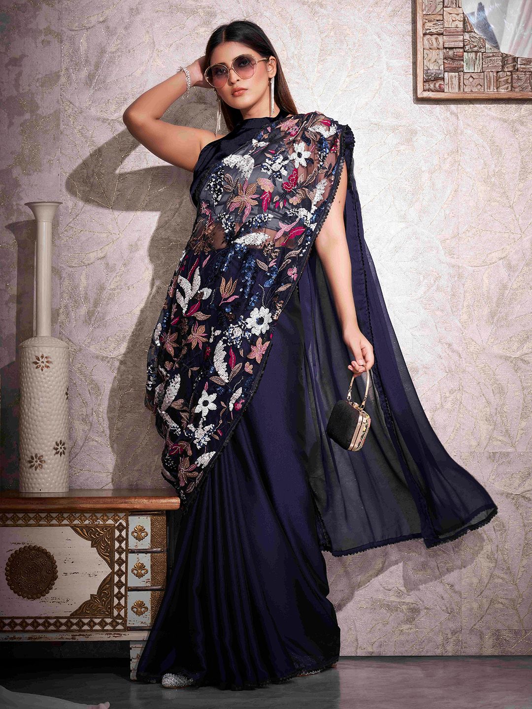 Tikhi Imli Embellished Sequinned Half and Half Saree