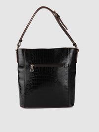Lino Perros Black Croc Textured Shoulder Bag