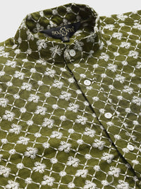 SOJANYA Men Green Ethnic Motifs Embroidered Thread Work Kurta with Churidar