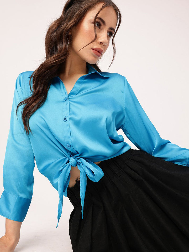 DressBerry Elevated Classics Satiny Chic Tie-Hem Shirt