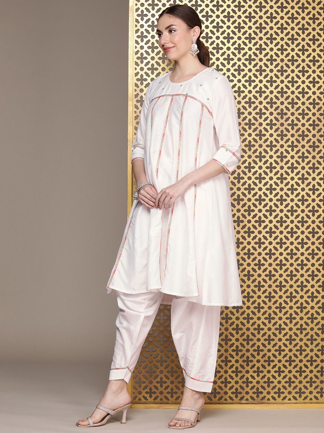 House of Pataudi Jashn Empire Gotta Patti Kurta with Salwar & Dupatta