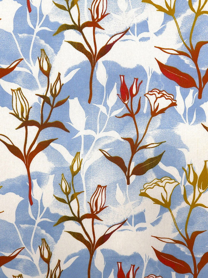 BOMBAY DYEING Blumen Blue Floral 104 TC Cotton Queen Bedsheet Set-2.24 m X 2.54 m