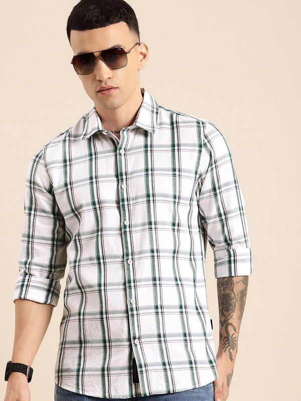 Being Human Pure Cotton Slim Fit Checked Casual Shirt