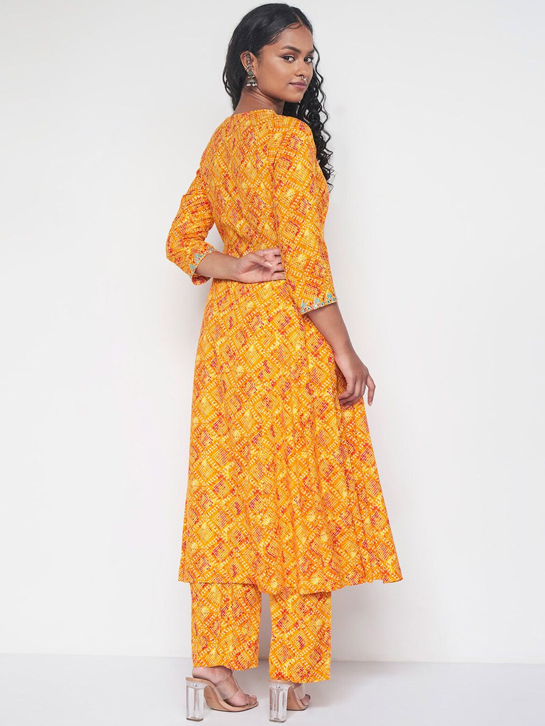 Global Desi Bandhani Printed Thread Work Anarkali Kurta