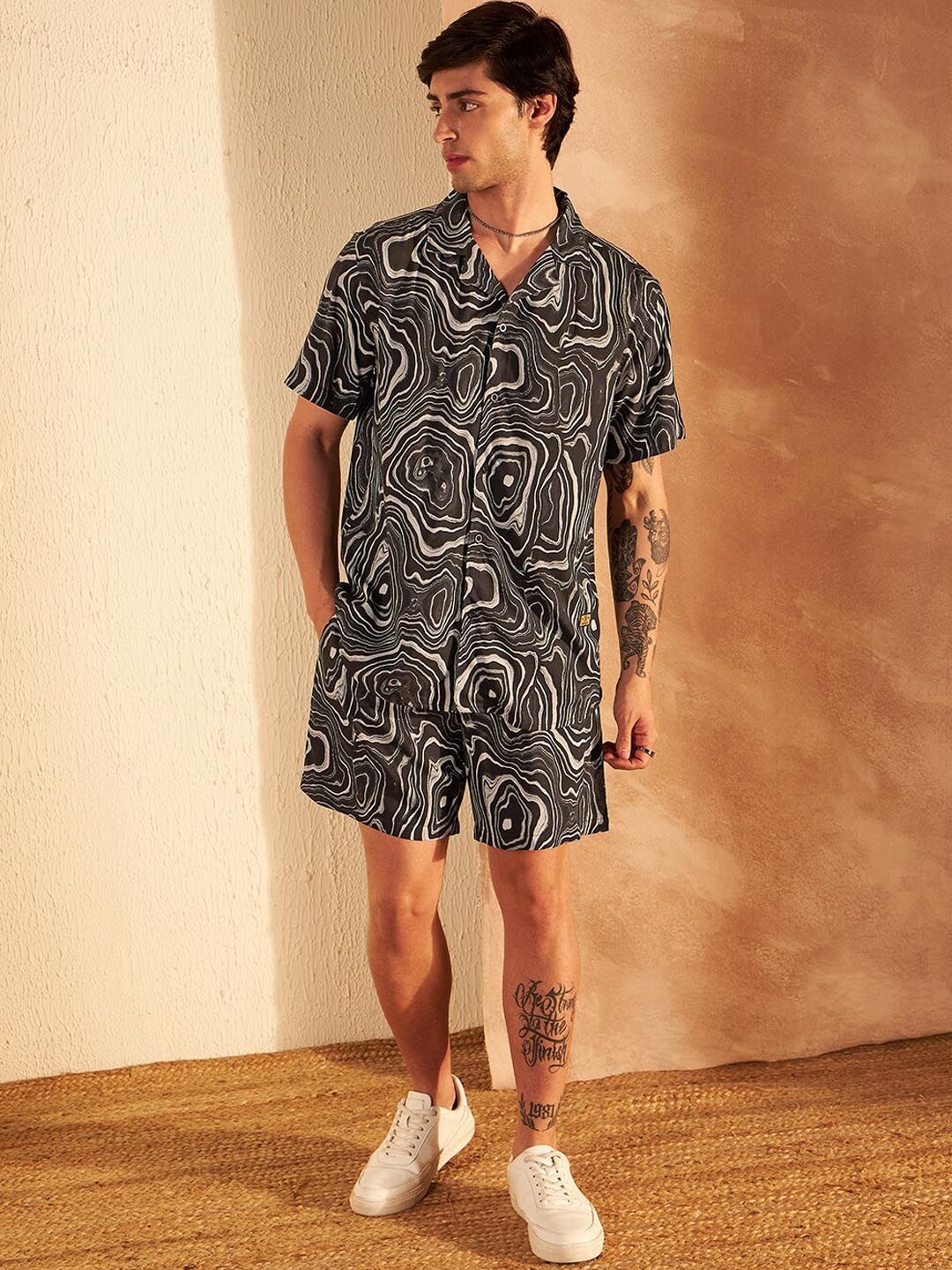 DENNISON Abstract Printed Cuban Collar Shirt & Short