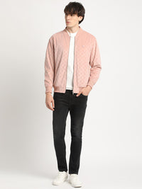 THE BEAR HOUSE Self Design Stand Collar Windcheater Bomber Jacket
