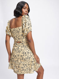 DressBerry Sensational Silhouette Printed Cut-Out Details Mini Sheath Dress