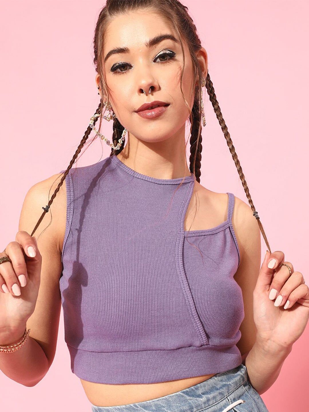 STREET 9 Women Elegant Lavender Solid Top