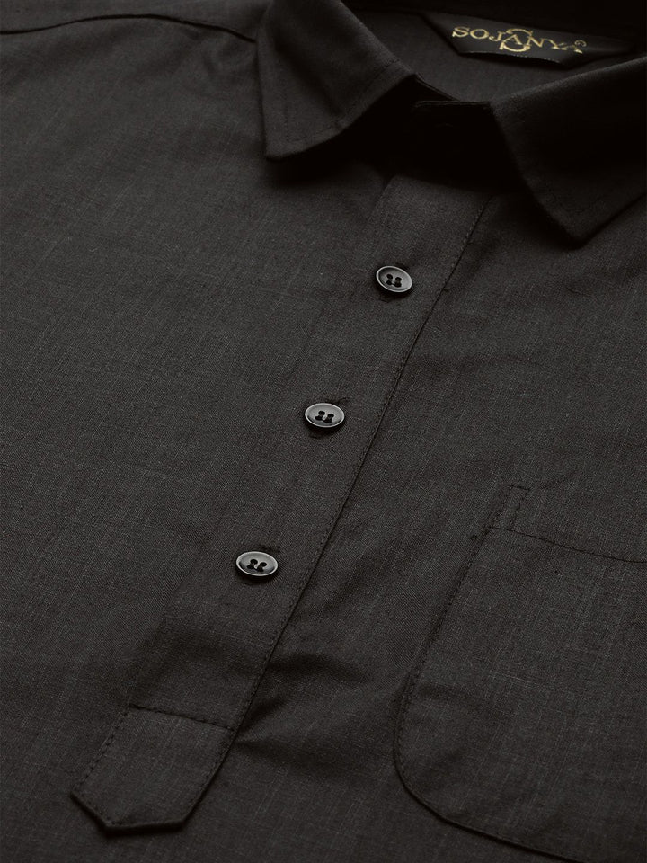 SOJANYA Lelaki Black Solid Pathani Kurta