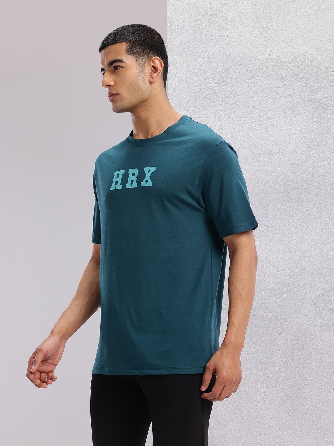 HRX by Hrithik Roshan Brand Logo Printed Drop-Shoulder Sleeves Relaxed Training T-shirt