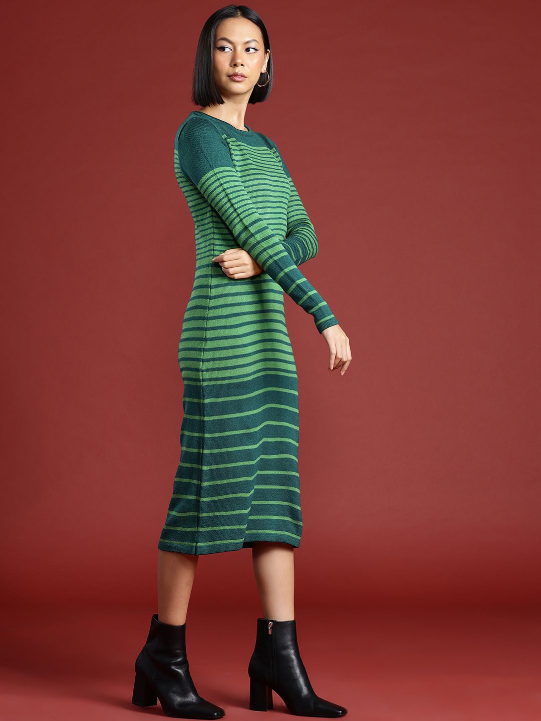 all about you Striped Acrylic Jumper Midi Dress